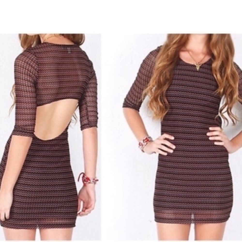 LOVERS + FRIENDS DRESS ZIG ZAG CLUB EDGY CUTOUT BACK BODYCON MERMAIDCORE XS